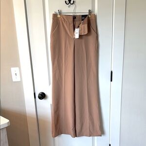 NWT Express Editor Tan Wide-Leg Trousers Size 2R